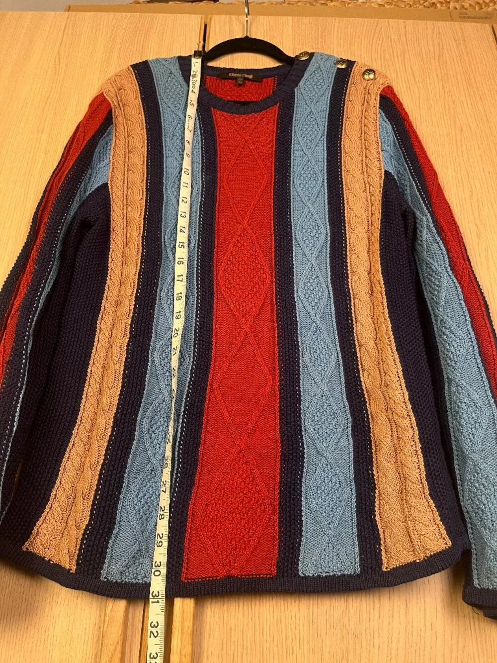 Roberto Cavalli Striped Cable Knit Sweater Made in Italy